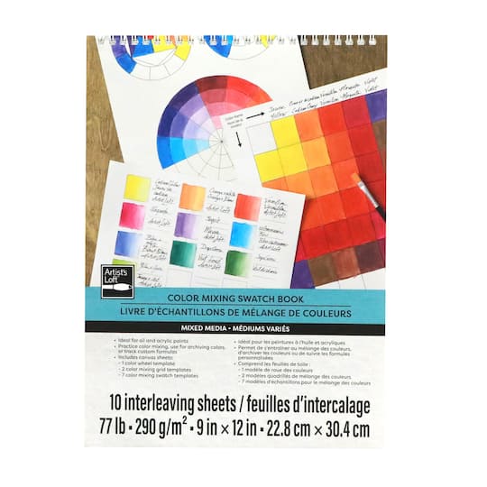 6 Pack: 9" x 12" Canvas Sheet Color Mixing Swatch Book by Artist's Loft™